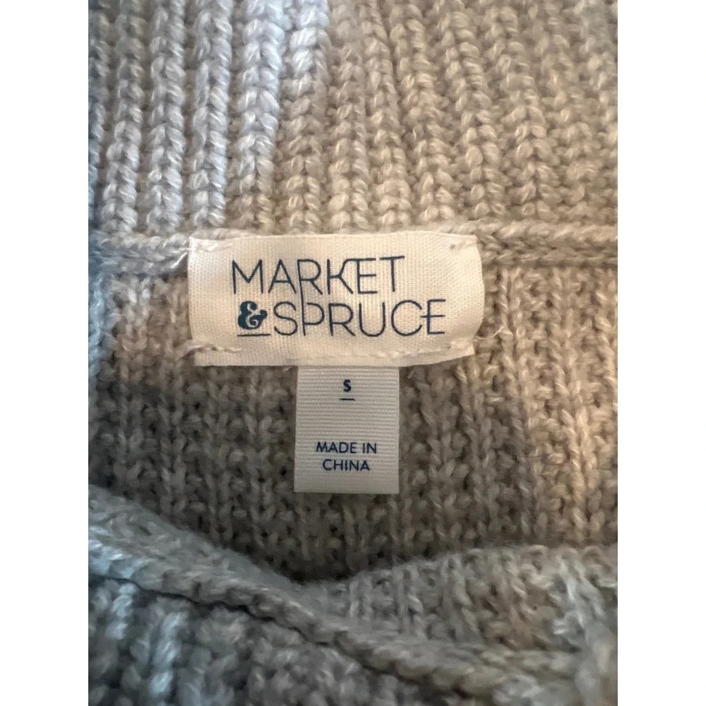 Market & Spruce Cowl Neck Sweater Gray Knit Thumbhole Cuffs WGS10371‎ Small
